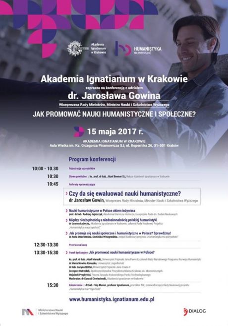 Jak promować nauki humanistyczne i społeczne - konferencja z udziałem dr. Jarosława Gowina w Akademii Ignatianum