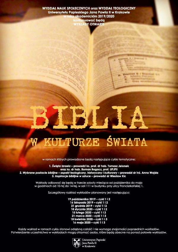 Wykłady otwarte z cyklu Biblia w Kulturze Świata