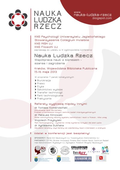 IV Nauka Ludzka Rzecz - PLAKAT informacyjny